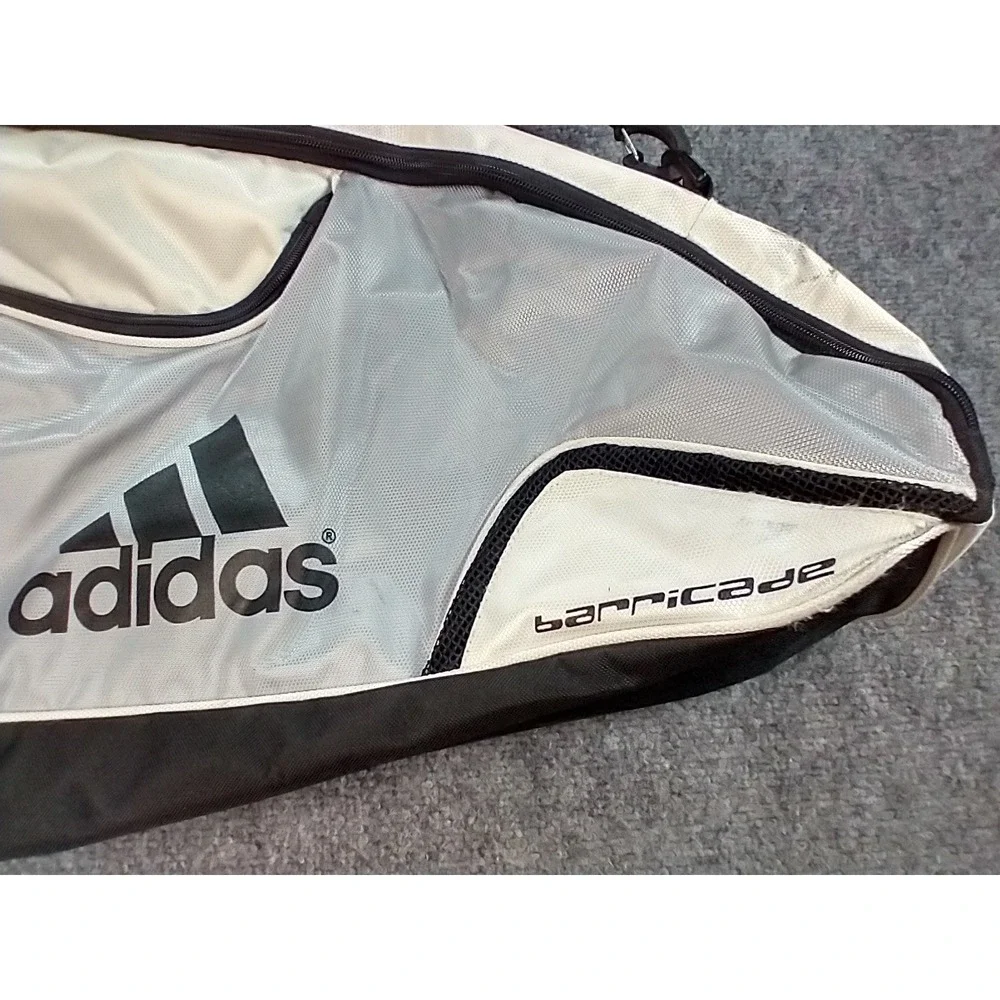 Adidas Barricade Tour Tennis Bag Large Silver Black 3-Stripe Racket Bag